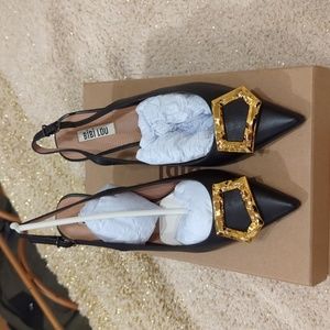 Free People Bibi Lou Barr black heels size 38 new in box, never worn.